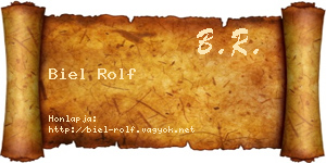 Biel Rolf névjegykártya